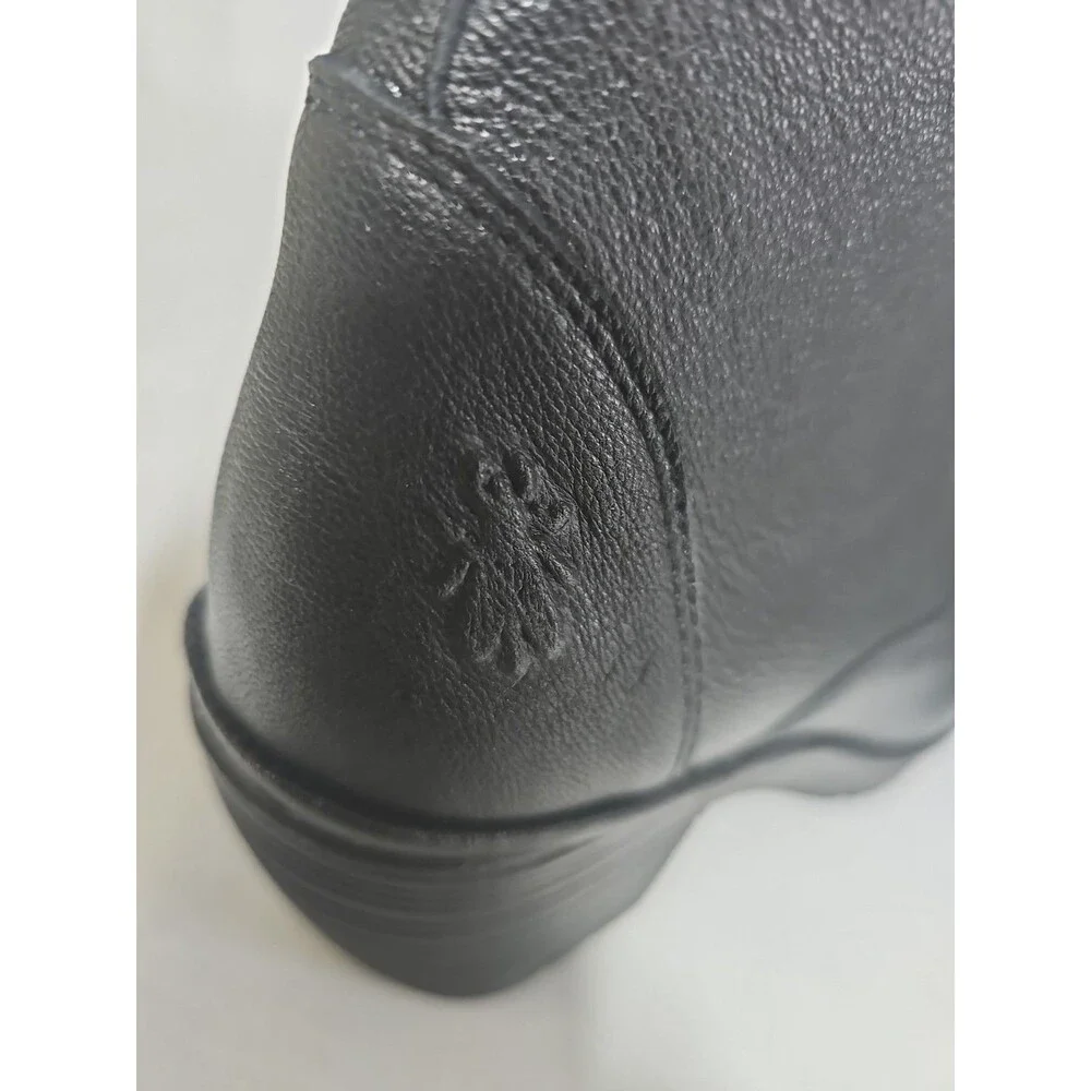NIB Fly London Wune077 Fly Women's Black Leather Lace Up Ankle Boots EU 39